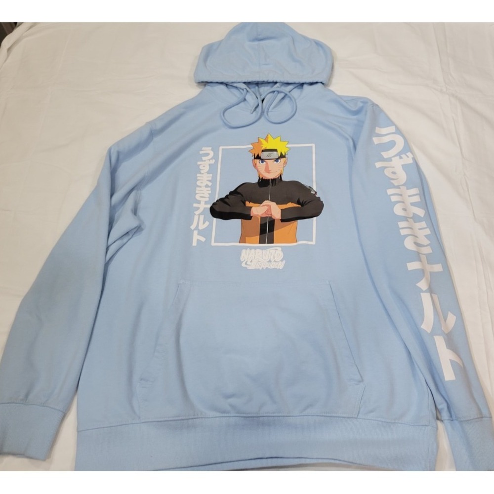 Naruto Shippuden Ichiraku Ramen Shop‎ Pullover Blue Hoodie Mens Large EUC